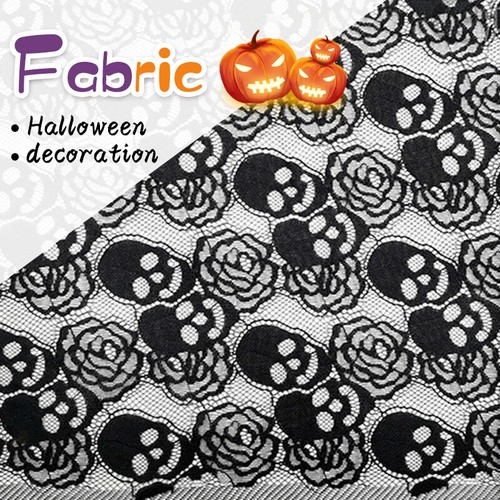 Halloween lace fabric skull - fabric,