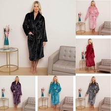 EX Store Ladies Womens Soft Cosy Fluffy Bathrobe Dressing Gown Bath Robe