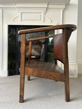 Art Deco Modernist Beech and Studded Leather Reading Chair C1930,