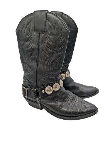 Vintage black leather cowboy - vintage,