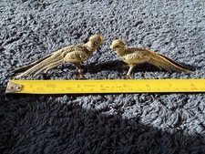 Pair of vintage pewter peacock