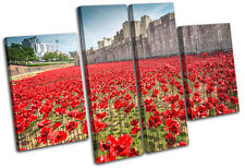 Tower of London Poppies City MULTI CANVAS WALL ART Picture Print VA