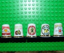 5 x Finsbury Advertising  Thimbles 'Colmans, Bisto, Huntley, Pears Soap, Brasso'