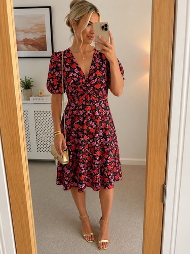 Floral skater dress black - skater, uk