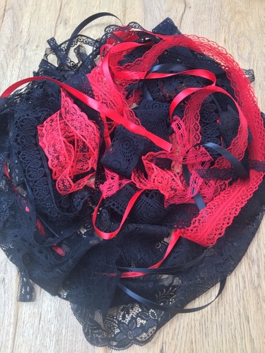 Red and black vintage lace - and,