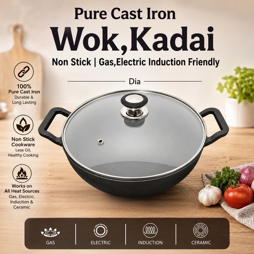 Pure cast iron wok - pure, non