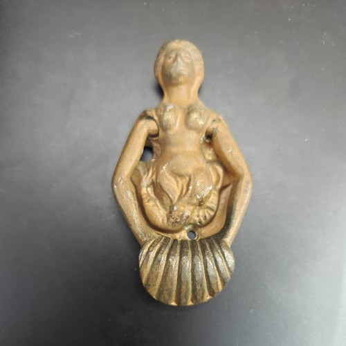 Vintage metal brass mermaid - brass,
