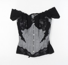 Corset Story Women’s Grey Black Lace Overbust Corset - Size 24