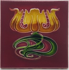 Antique Fireplace Tile Red