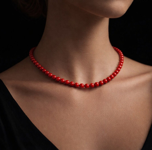 Natural red coral - natural, 6mm