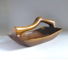 Yvon Léger Vallauris Sculptural Carved Large Olive Wood Bowl. France 1950/60's.