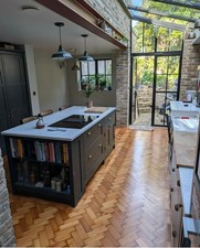 Quality Antique Pitch Pine Reclaimed Parquet Flooring Bespoke Bitumen Removed