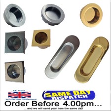 Finger Pull Door Handle Recessed Flush Metal Pocket Satin Chrome Brass Fixings