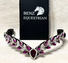 Amethyst Purple plum Silver clear Crystal VShape Quick Snap Browband Black Brown