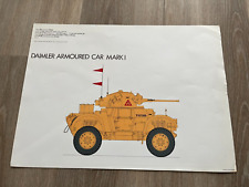 large vintage 1970s colour print of a daimler armoured car mark 1