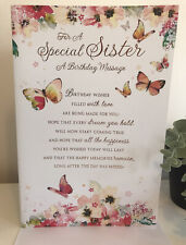 SPECIAL Sister Birthday Card 9 X 6.5 INCHES**lovely Verse. Inserted And Wrapped.