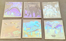 6 Dinosaur hologram type cards / stickers. Barapasaurus, Triceratops, Stego, etc
