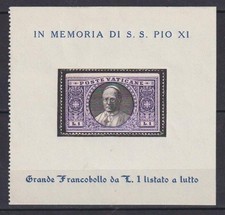 Vatican 1939 Special Mourning stamp, death of Pope Piux XI / M200