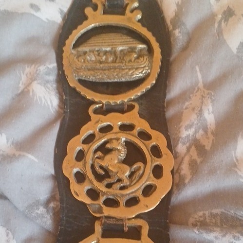 Brass horse brasses leather - brass,