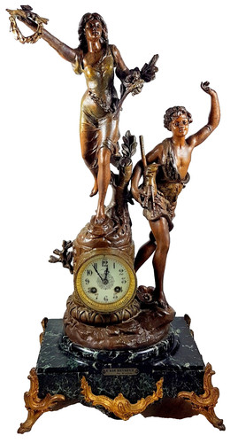 Antique bronze mantel clock