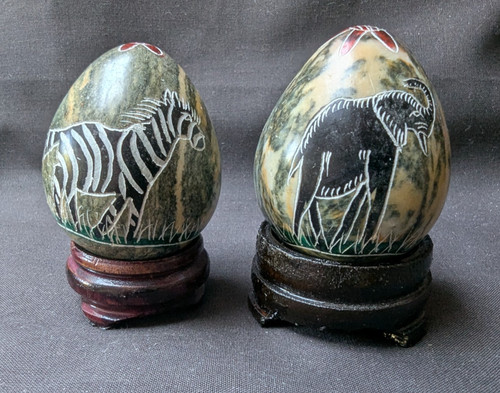 Hand carved painted marble - carved, &