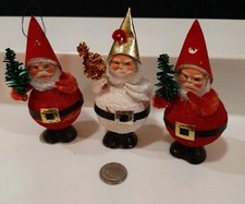 3 Vintage Paper Mache Santa