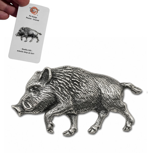Wild boar pewter pin - wild,