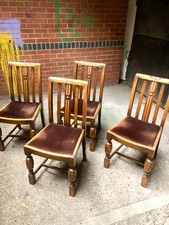 Beautiful Set Of Art Deco Solid Oak Dining Chairs *WE DELIVER*