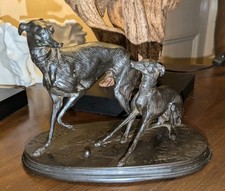 Bronze Sculpture Two Whippets with Ball P.J. Mêne Signed 20thC Recast