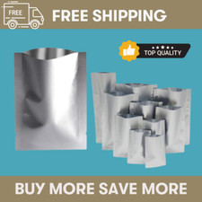 SILVER ALUMINIUM MYLAR HEAT SEAL FOIL BAGS POUCHES SACHETS FOODGRADE SMELLFREE