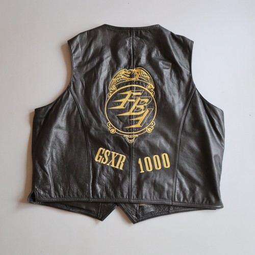 Vtg leather vest - vest, black