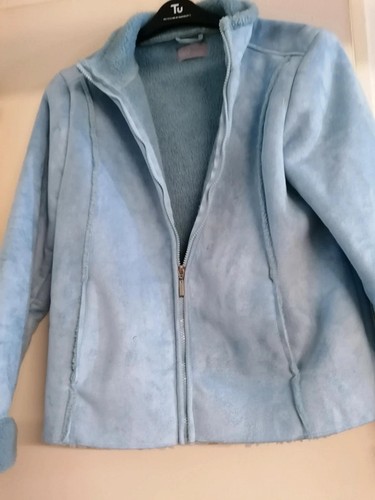 Blue fleece and suede jacket