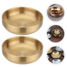 2Pcs Stainless Steel Sauce Dish Bowl Heat Insulation Bowl Kitchen Supply Golden