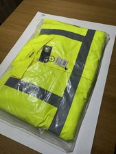 Hi Vis Viz Traffic Jacket High Visibility Waterproof Security Padded Parka Coat