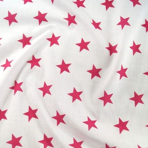 Pink star polycotton fabric - polycotton,