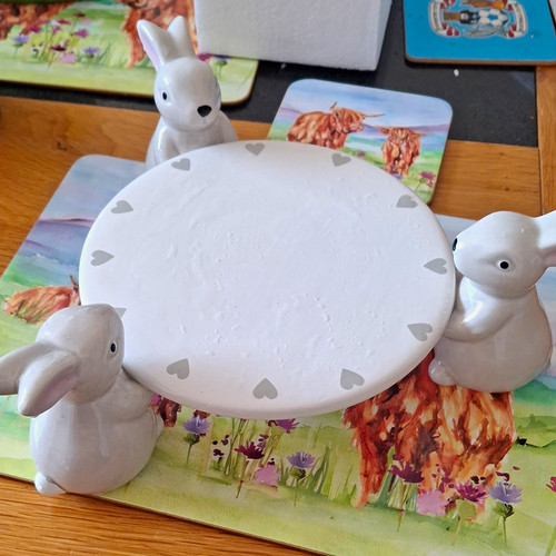 Ceramic rabbit cake - rabbit, stand