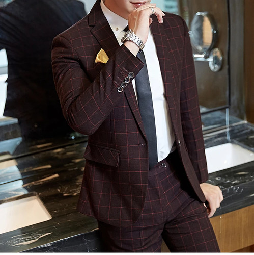 Mens red plaid - red, piece