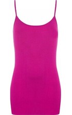 Women Ladies Long Cami Strappy Stretch Plain Vest T-Shirt Top 8-26