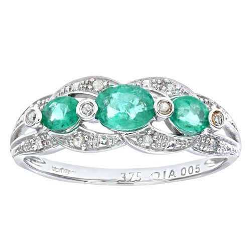 9ct white gold emerald and - white,