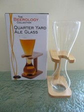 The Beerology Collection - Quarter Yard Ale Glass with Wooden Stand