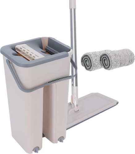 Flat mop and bucket set - mop,