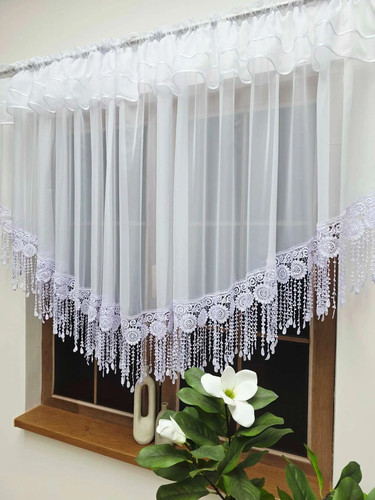 White voile window valance - white,