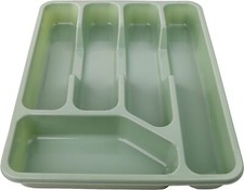 Plastic Cutlery 5Compartment Tray Organiser Rack Utensils Spoons Kitchen Drawer