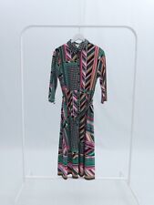 Monsoon Shalona Midi Dress Geometric Patterned Multicoloured Belted Size M