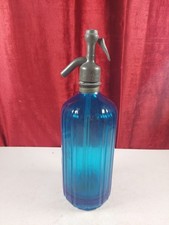 Antique French Blue Glass Soda Syphon Seltzer Bottle Bar