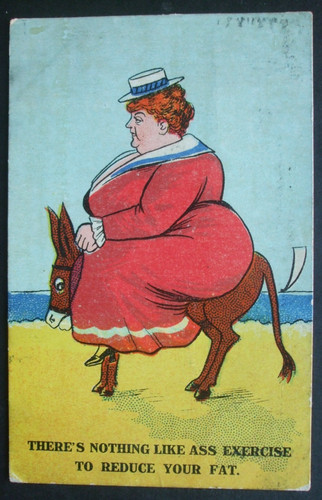 1916 comic fat lady seaside - 1916,