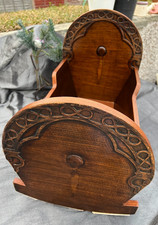Antique Wooden Rocking Crib 19" x 17" Ornate Panel Ends