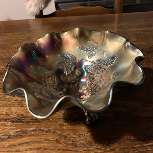 Carnival glass footed bowl - glass,
