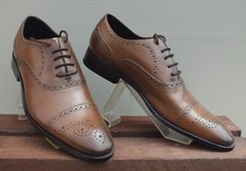 Men's Light Brown Brogue Shoes size UK 8 - Leather uppers and Sole - M&S Brand