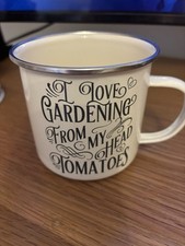 Mug Tin With Writing ‘I Love Gardening From My Head Tomatoes’ By The Gifted Gard